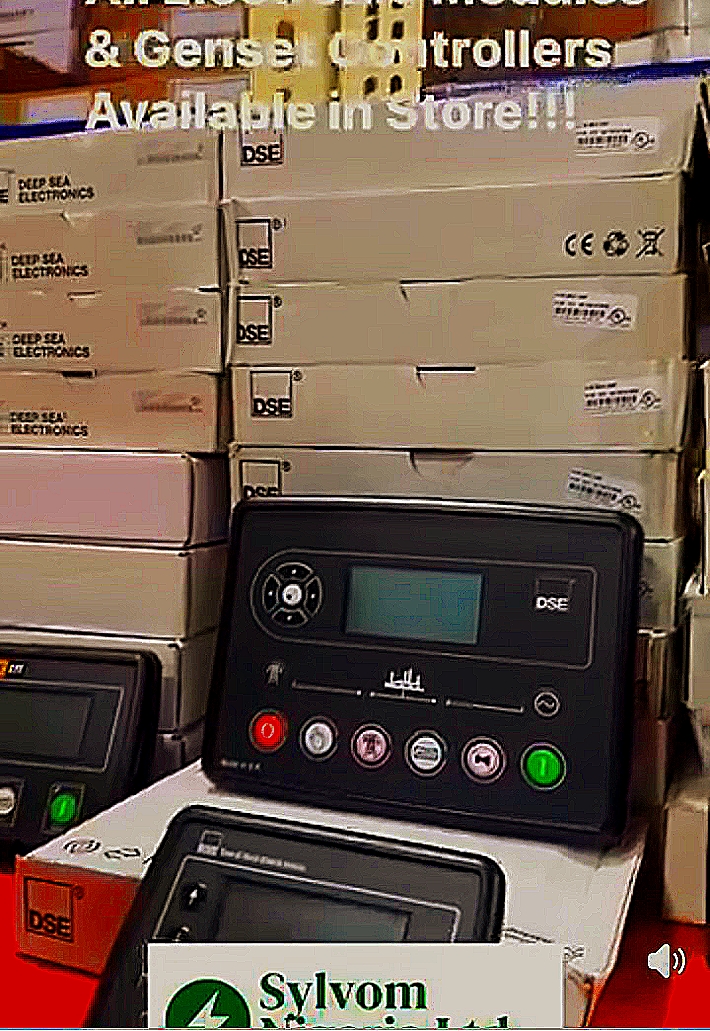Boxes of Deep Sea Electronics DSE generator control modules in stock